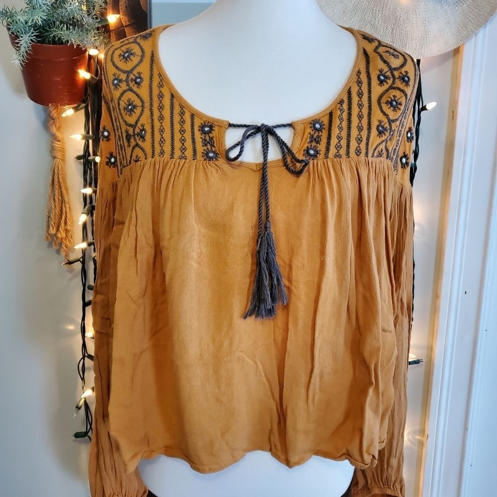 Gimmicks by BKE bohemian long sleeve shirt SZ L (a1)